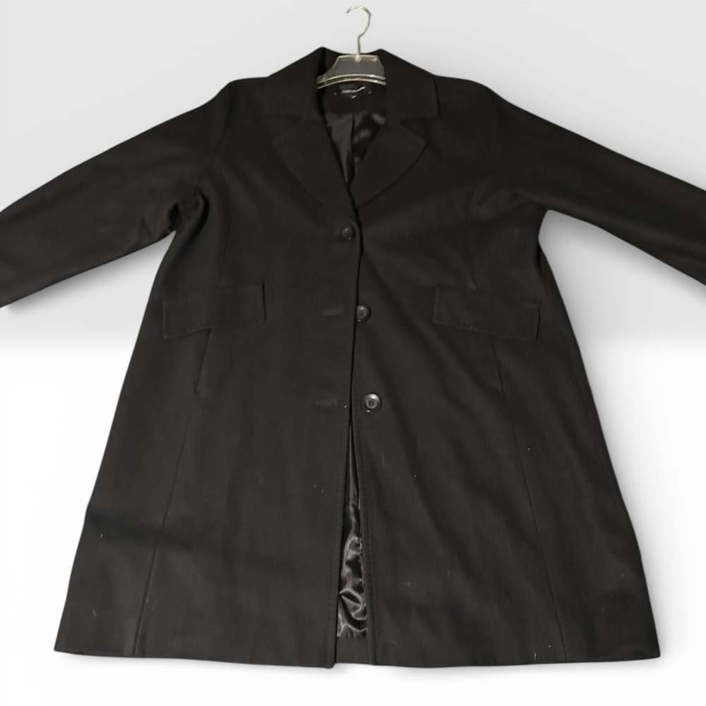 Jones New York Women's 1X Wool Blend Black Coat 3 Button 2 Pockets Lined NWOT